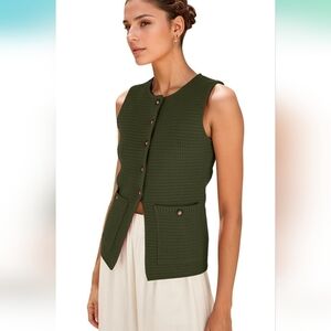 Crochet Chunky Knit Top Sleeveless Button Down Tops Trendy Cardigan Sweater Vest